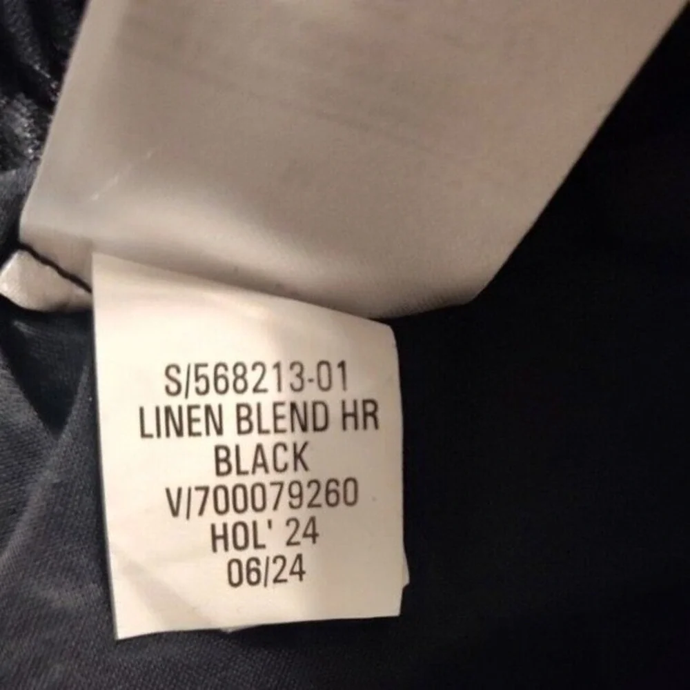 New Banana Republic Pants Small Linen Blend Cropped Flowy Wide Leg Black Pull On